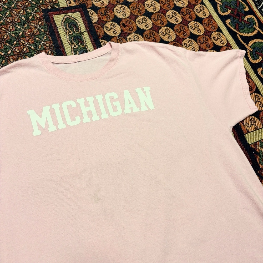 University of Michigan Spellout College Pink Tshirt